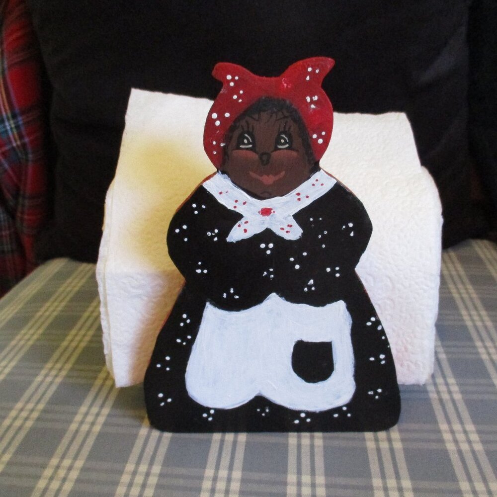 FINAL SALE! VTG Hand painted Black Americana Napkin Holder/Letter Holder